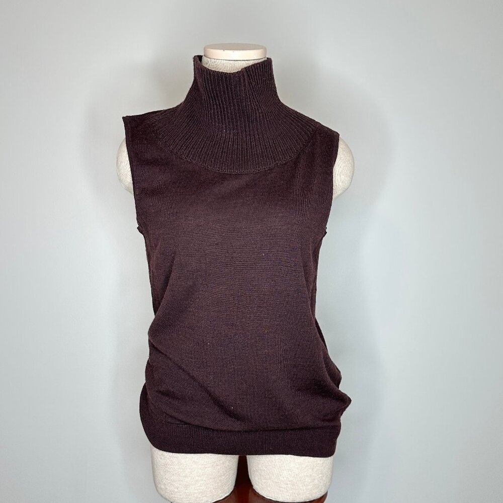 AllSaints Women's 100% Merino Wool Funnel Neck Sleeveless Sweater Size Medium